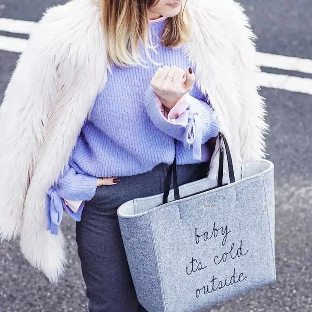 Kate Spade Baby It’s Its Cold Outside Gray Wool Tote ⛄️❄️